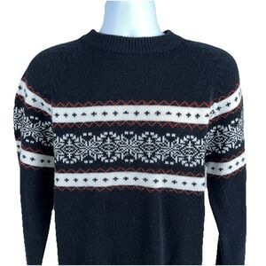 Kingsport‎ Vintage 70s Grandpa Sweater Mens Large Black Red Ski Lodge Vibe